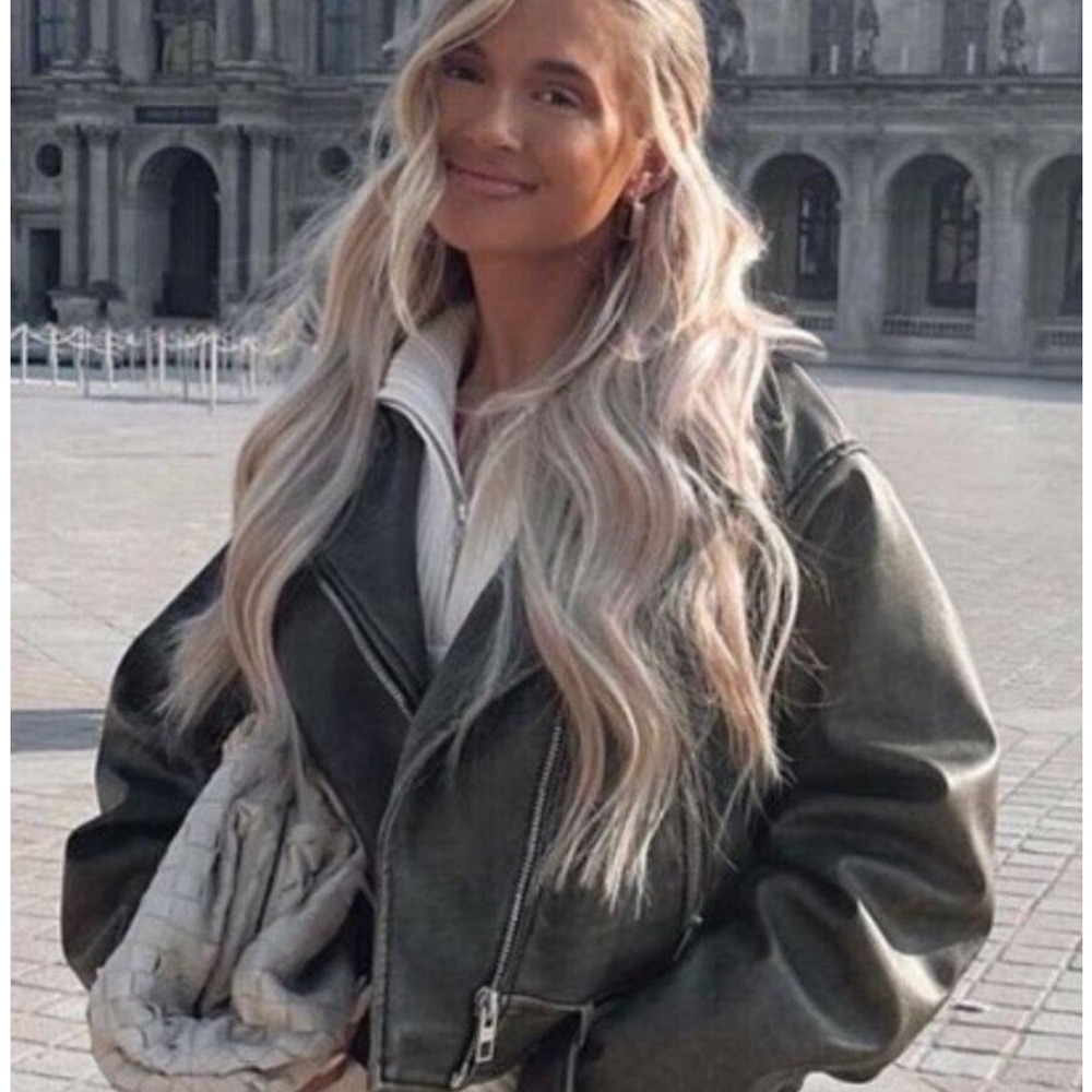 Cropped Faux Leather Jacket